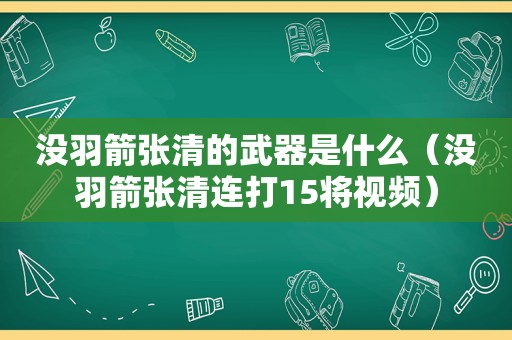 没羽箭张清的武器是什么（没羽箭张清连打15将视频）