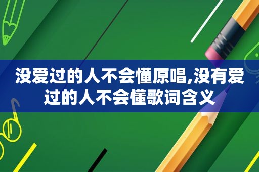 没爱过的人不会懂原唱,没有爱过的人不会懂歌词含义