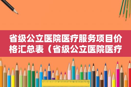 省级公立医院医疗服务项目价格汇总表（省级公立医院医疗服务价格调整明细表）