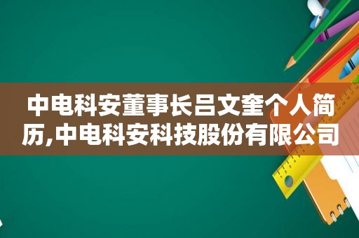 中电科安董事长吕文奎个人简历,中电科安科技股份有限公司 国家发改委