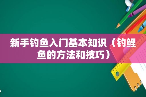 新手钓鱼入门基本知识（钓鲤鱼的方法和技巧）