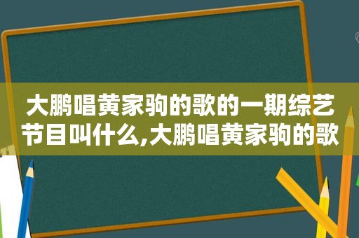 大鹏唱黄家驹的歌的一期综艺节目叫什么,大鹏唱黄家驹的歌的一期综艺节目是什么