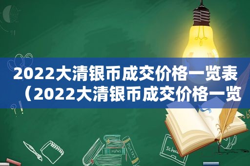 2022大清银币成交价格一览表（2022大清银币成交价格一览图）