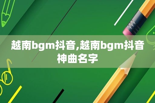 越南bgm抖音,越南bgm抖音神曲名字