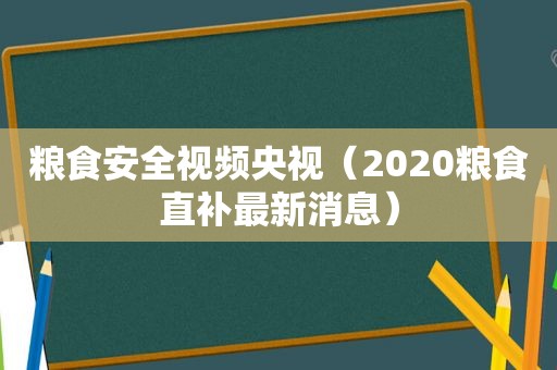 粮食安全视频央视（2020粮食直补最新消息）