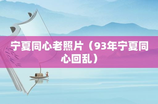 宁夏同心老照片（93年宁夏同心回乱）