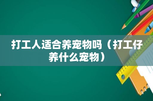 打工人适合养宠物吗（打工仔养什么宠物）