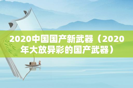 2020中国国产新武器（2020年大放异彩的国产武器）