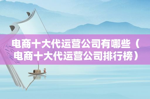 电商十大代运营公司有哪些（电商十大代运营公司排行榜）