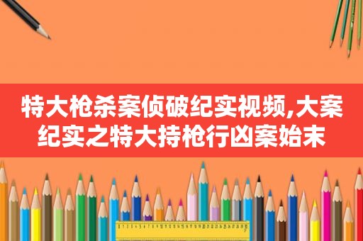 特大枪杀案侦破纪实视频,大案纪实之特大持枪行凶案始末