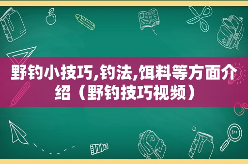 野钓小技巧,钓法,饵料等方面介绍（野钓技巧视频）