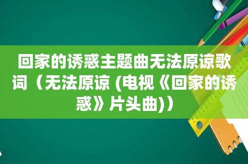 回家的诱惑主题曲无法原谅歌词（无法原谅 (电视《回家的诱惑》片头曲)）