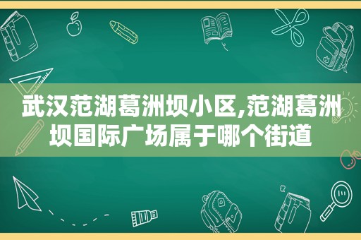 武汉范湖葛洲坝小区,范湖葛洲坝国际广场属于哪个街道