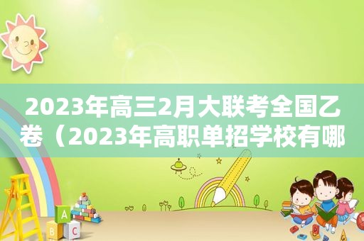 2023年高三2月大联考全国乙卷（2023年高职单招学校有哪些）