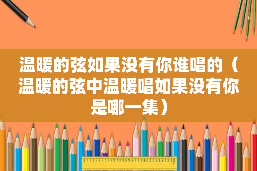 温暖的弦如果没有你谁唱的（温暖的弦中温暖唱如果没有你是哪一集）