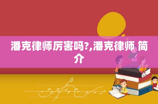 潘克律师厉害吗?,潘克律师 简介