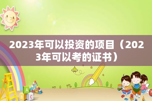 2023年可以投资的项目（2023年可以考的证书）