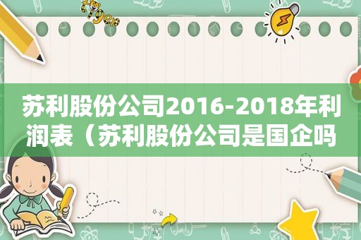 苏利股份公司2016-2018年利润表（苏利股份公司是国企吗）