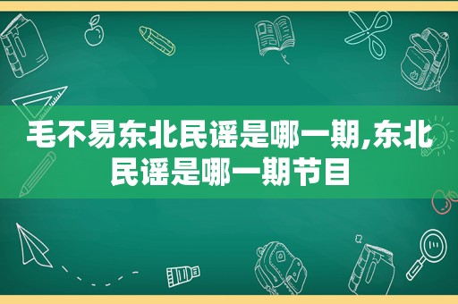 毛不易东北民谣是哪一期,东北民谣是哪一期节目