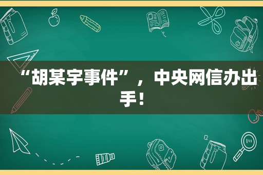 “胡某宇事件”，中央网信办出手！