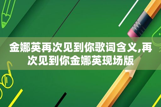 金娜英再次见到你歌词含义,再次见到你金娜英现场版