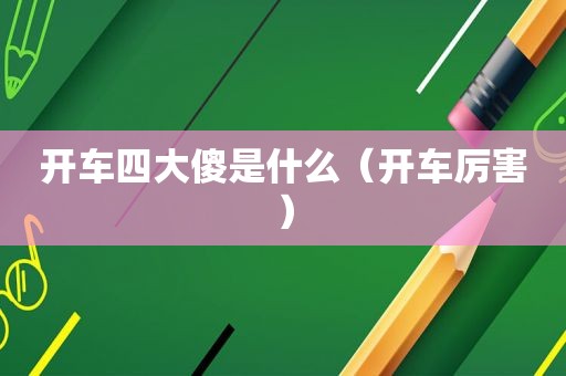 开车四大傻是什么（开车厉害）