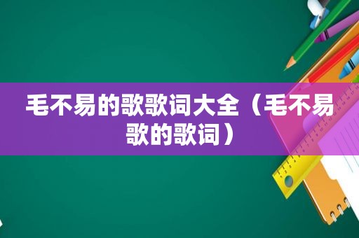 毛不易的歌歌词大全（毛不易歌的歌词）