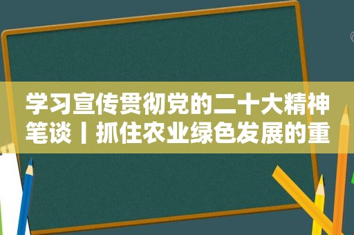 学习宣传贯彻党的二十大精神笔谈丨抓住农业绿色发展的重点