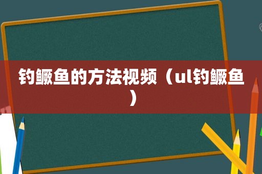 钓鳜鱼的方法视频（ul钓鳜鱼）