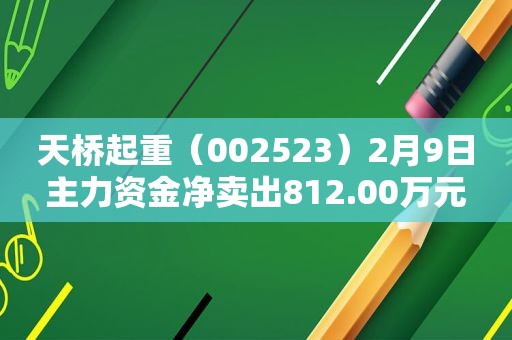 天桥起重（002523）2月9日主力资金净卖出812.00万元