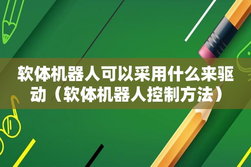 软体机器人可以采用什么来驱动（软体机器人控制方法）