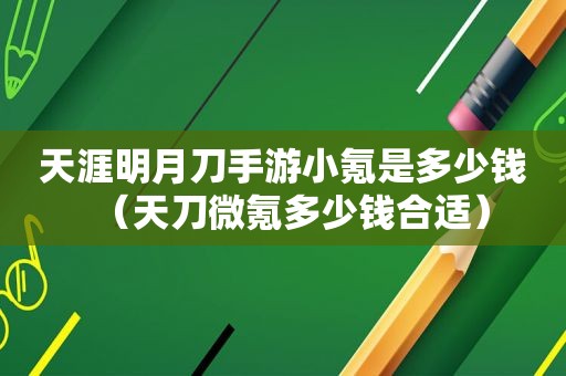 天涯明月刀手游小氪是多少钱（天刀微氪多少钱合适）