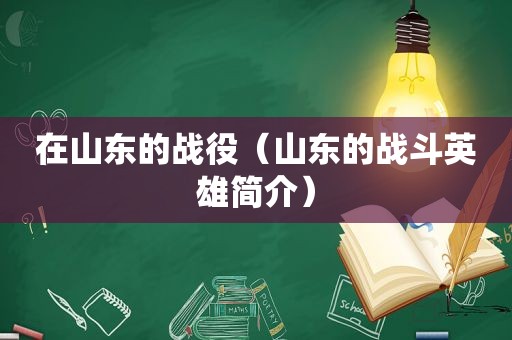 在山东的战役（山东的战斗英雄简介）