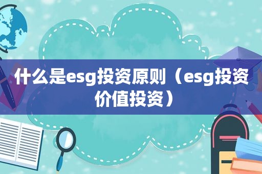 什么是esg投资原则（esg投资 价值投资）