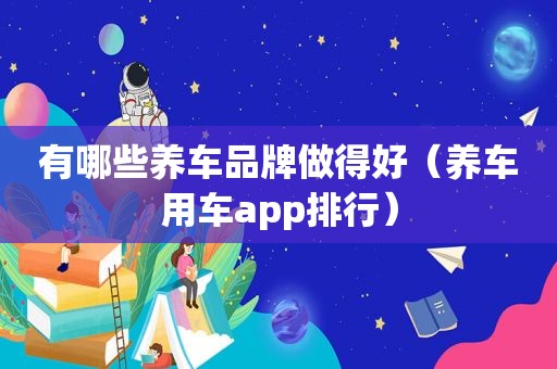 有哪些养车品牌做得好（养车用车app排行）