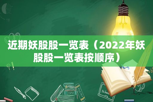 近期妖股股一览表（2022年妖股股一览表按顺序）