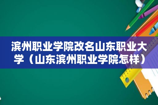 滨州职业学院改名山东职业大学（山东滨州职业学院怎样）