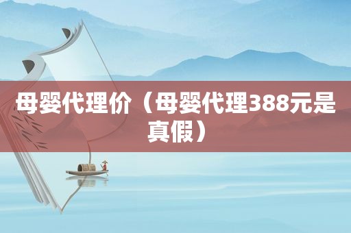 母婴代理价（母婴代理388元是真假）