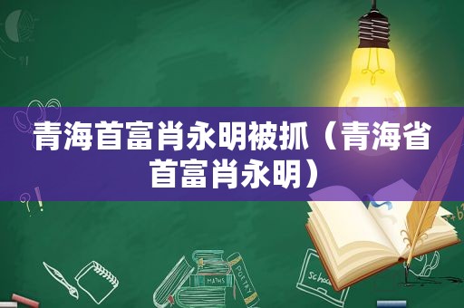 青海首富肖永明被抓（青海省首富肖永明）