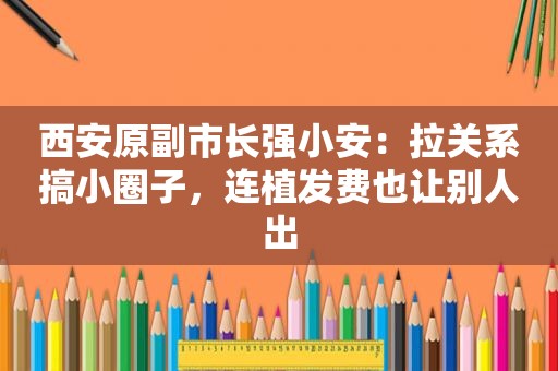 西安原副市长强小安：拉关系搞小圈子，连植发费也让别人出