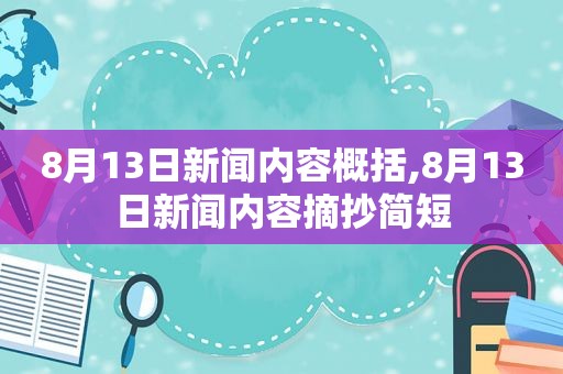 8月13日新闻内容概括,8月13日新闻内容摘抄简短