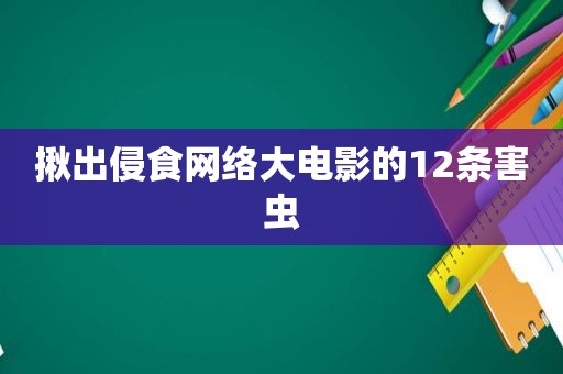 揪出侵食网络大电影的12条害虫