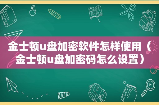 金士顿u盘加密软件怎样使用（金士顿u盘加密码怎么设置）