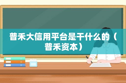 普禾大信用平台是干什么的（普禾资本）