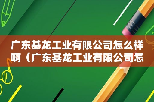 广东基龙工业有限公司怎么样啊（广东基龙工业有限公司怎么样知乎）