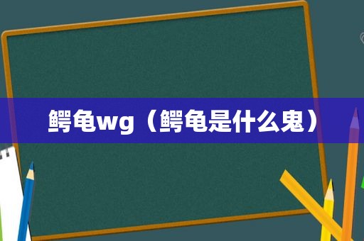 鳄龟wg（鳄龟是什么鬼）