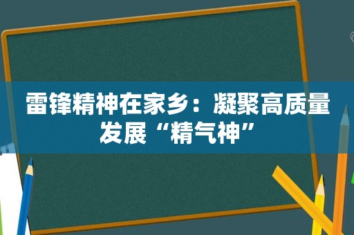 雷锋精神在家乡：凝聚高质量发展“精气神”