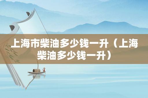 上海市柴油多少钱一升（上海柴油多少钱一升）