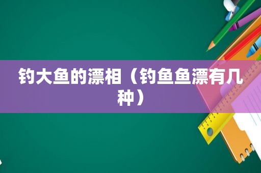 钓大鱼的漂相（钓鱼鱼漂有几种）