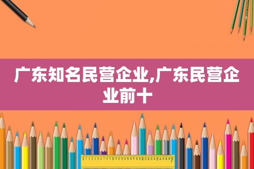 广东知名民营企业,广东民营企业前十